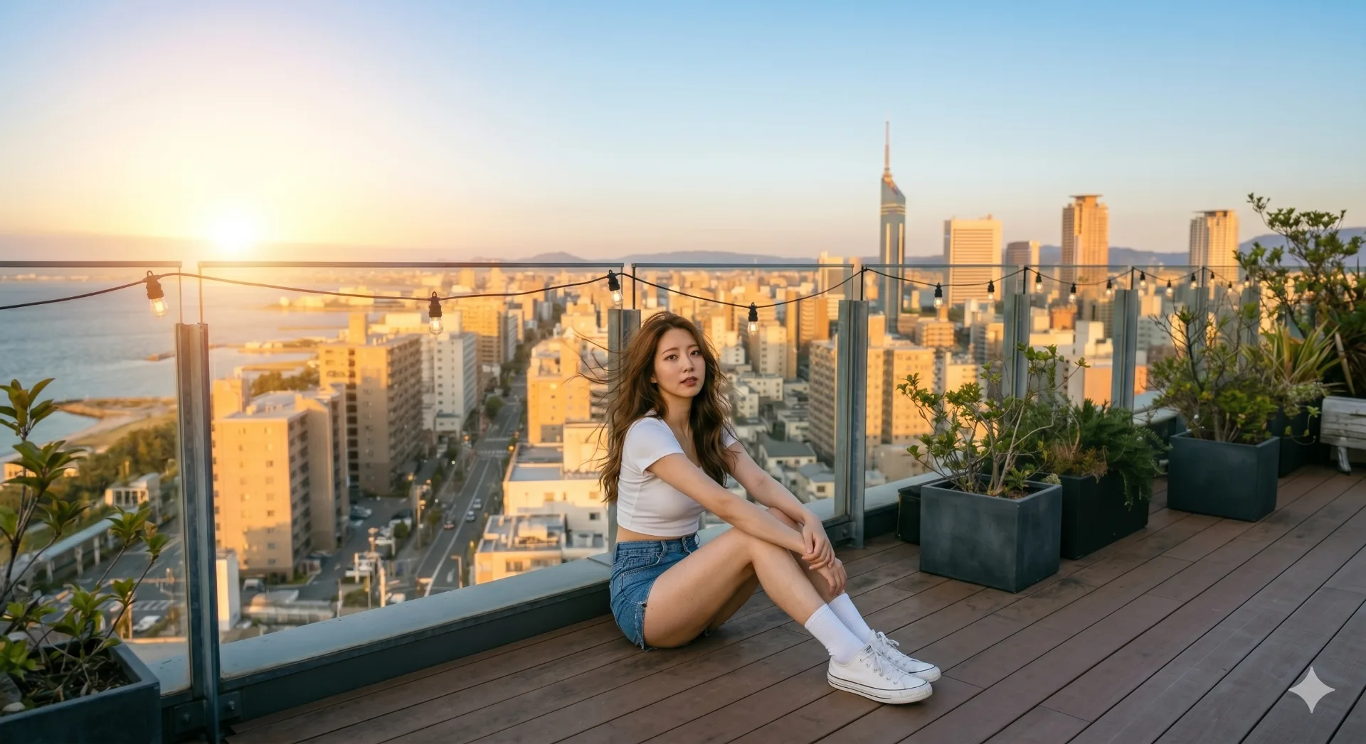 도시 빌딩 루프탑 여성1